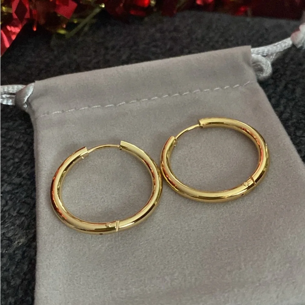 Elegant Gold Hoop Earrings - Picture 2 of 3